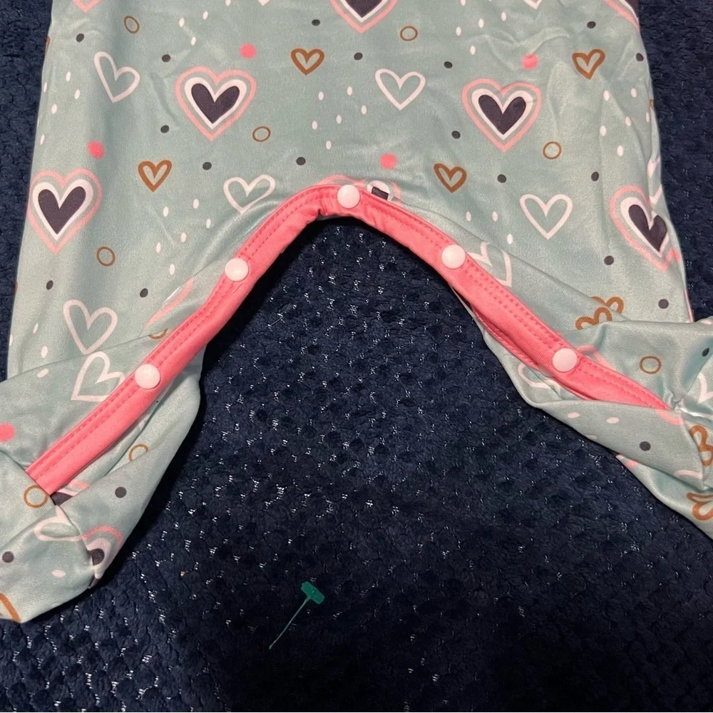 Heart Pattern Kids Pajama Set - Pink and Blue